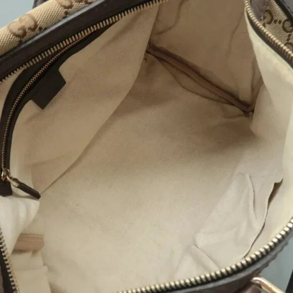 100% Authentic GUCCI Boston Brown GG Cloth Satchel 586-092624 - Picture 10 of 12